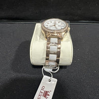 OLEVS Woman's Ceramics Band Zircon Case Day Auto Mechanical Wrist Watches White