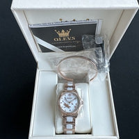 OLEVS Waterproof Luminous Diamond Dial Automatic Watch Women's Pearl Dragonfly