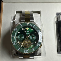 Oupinke Men’s Luxury Watch Silver/Gold Band, Green Dial, Green Bezel