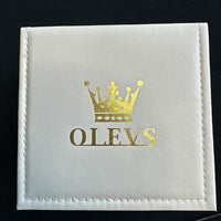 OLEVS Woman's Ceramics Band Zircon Case Day Auto Wrist Watches Blue Dial