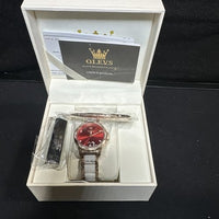 OLEVS Waterproof Luminous Diamonds Dials Automatic Watch Women's Red Heart