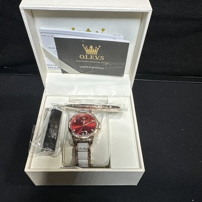 OLEVS Waterproof Luminous Diamonds Dials Automatic Watch Women's Red Heart