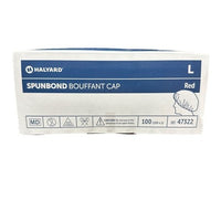 Halyard Spunbond Bouffant Cap L Red REF 47322 100 Ct Disposable Caps