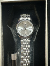 OLEVS Women’s Watch Silver Face, Silver Band, Day Date, Quartz