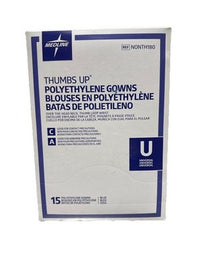 Medline Thumbs Up Polyethylene Gowns NONTH180 – Universal Blue – Box of 15