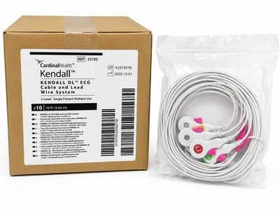 Cardinal Health Kendall DL ECG Lead Wire System REF 33105 Box 10 5-Lead