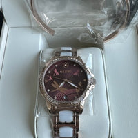 OLEVS Waterproof Luminous Diamond Dial Automatic Watch Women's Red Dragonfly