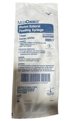 MediChoice Piston Enteral Feeding Syringe EFSP60 Sterile EO Case of 50, 60cc