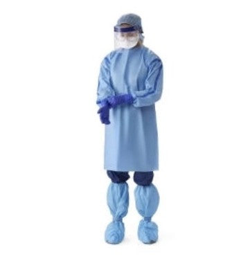 Medline Chemo Gowns NON25457 Blue Regular/Large Poly-Coated Case of 30 ASTM F739