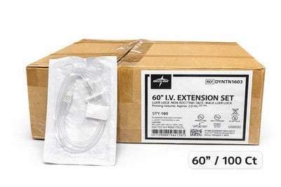 Medline 60” Extension Set DYNTN1603 Clamp Luer Lock Smallbore Sterile 100Ct