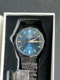 OLEVS Watches Men Waterproof Luxury Big Face Watch All Black Band Blue Face