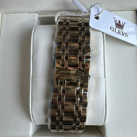 Olevs Men’s Watch Skeleton 5 Hands Gold Band, Gold Dial