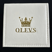 Olevs Mens Luxury Watch Moon Phase, Silver/Gold Band, Blue Dial