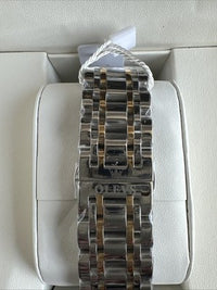 Olevs Men’s Watch Skeleton 5 Hands Gold/Silver Band, Green Dial