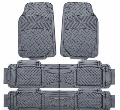 FH Group Gray All Weather Floor Mats 4pc 3 Row Universal Trim To Fit Set