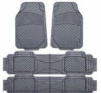 FH Group Gray All Weather Floor Mats 4pc 3 Row Universal Trim To Fit Set