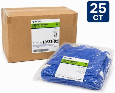Halyard SMS Lab Jacket Medium Blue Disposable REF 10335 25 Ct Coat