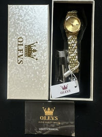 OLEVS Women’s Watch Gold Face, Gold Band, Day Date, Quartz