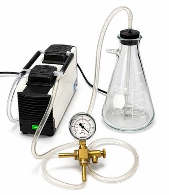 KNF UN816 Diaphragm Vacuum Pump Filtration System w/ Flask Gauge