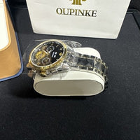 Oupinke BlackSkeleton Tourbillon Luminous Formal Automatic Mechanical Wristwatch