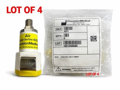 Precision Medical 4251 Air 1/8 MNPT Quick Connect Fitting Lot of 4