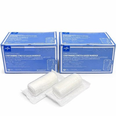 2 Boxes Of 12 Medline Conforming Stretch Gauze Bandage 3”x 75” Sterile NON25497