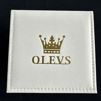 Olevs Mens Luxury Watch Skeleton, Moon Phase, Gold Band, Yellow Gold Dial