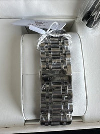 Olevs Men’s Watch Skeleton 5 Hands Silver Band, Black Dial