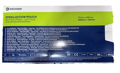 Halyard self-seal sterilization pouches 48541. 7 3/4x13 3/4. 200mmx350mm. 200ct