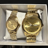 OLEVS Quartz Couple Pair All Gold, Waterproof, Calendar