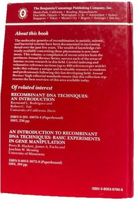 Genetic Recombination John H Wilson 1985 Benjamin Cummings Hardcover