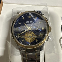 Oupinke Blue Skeleton Tourbillon Luminous Formal Automatic Mechanical Wristwatch