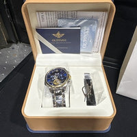 Oupinke Blue Skeleton Tourbillon Luminous Formal Automatic Mechanical Wristwatch