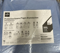 Medline Protective Gowns Level 4 Blue XXL Open Back Thumb Loop 100Ct NONLV410XXL