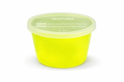 Medichoice Denture Cup 8 oz Fluorescent Green /Yellow w Lids 25 Ct DC5001