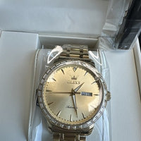 Olevs Men’s Luxury Watch, Day Date, Diamond, Gold Band And Face