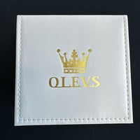 Olevs Men’s Luxury Watch, Day Date, Diamond, Silver Band, Silver Face