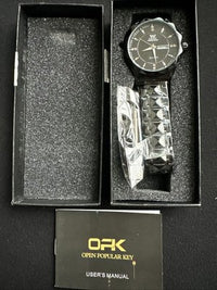 OPK Men's Analog Quartz Watch Black Stainless Steel Band