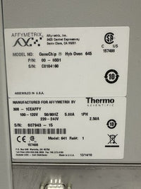 Affymetrix GeneChip Hybridization Oven 645 Microarray Incubator 00-0331