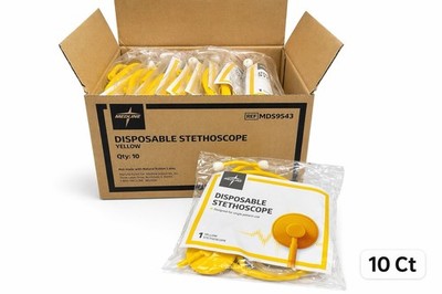 Medline Disposable Stethoscope Yellow MDS9543 Single Patient Use 10Ct