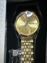 OLEVS Mens Watch Gold Face, Gold Band, Day Date, Quartz
