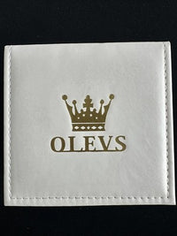 Olevs Men’s Watch Skeleton 5 Hands Silver Band, Blue Dial, Gold Bezel