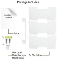 Wallniture LISBON Series Wall File Holder 3 Section White CHN318 Organizer