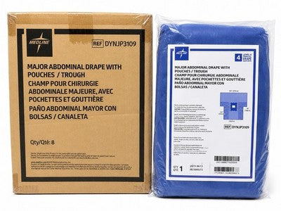 Medline DYNJP3109 Major Abdominal Drape w/ Pouches & Trough Case of 8