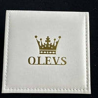 Olevs Mens Luxury Watch Skeleton, Moon Phase, Silver Band, Silver Dial