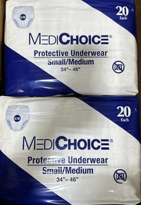 MediChoice Protective Underwear S/M 34–46 Case 80 Total Latex-Free