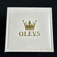 Olevs Mens Luxury Watch Skeleton, Moon Phase, Gold Band, Gold Dial