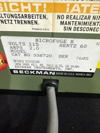 Beckman Microfuge B L1 338720 Micro Centrifuge