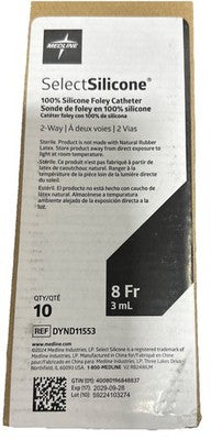 Medline Select Silicone 2-Way, 8 Fr 3mL – Box of 10, REF DYND11553, Exp 09/2029