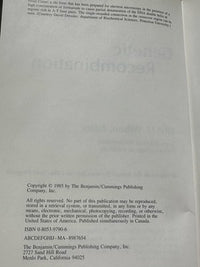Genetic Recombination John H Wilson 1985 Benjamin Cummings Hardcover